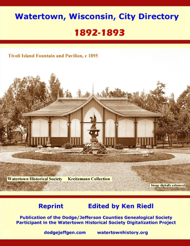 Watertown, Wisconsin, City Directory: 1892-1893