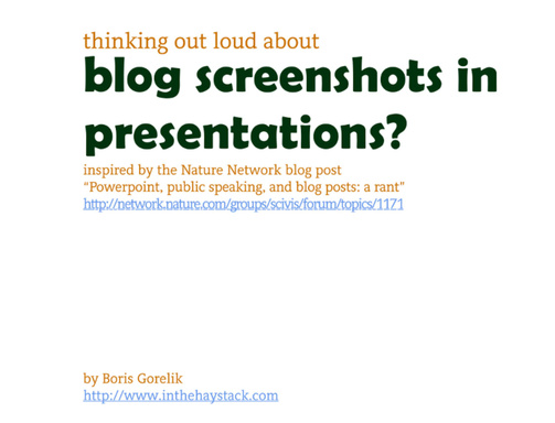 Using blog screenshots in presentations