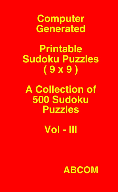 Printable Sudoku Puzzles 9x9 Vol - III