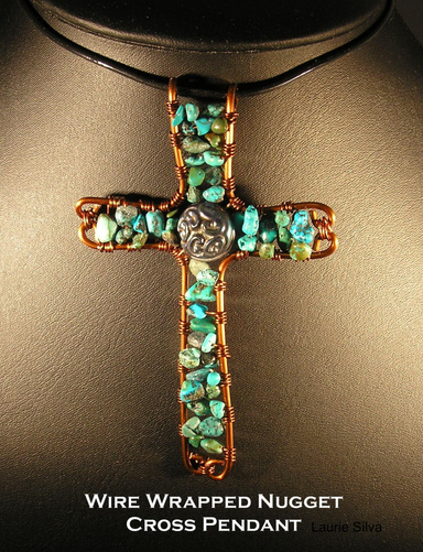 Wire Wrapped Nugget Cross Pendant