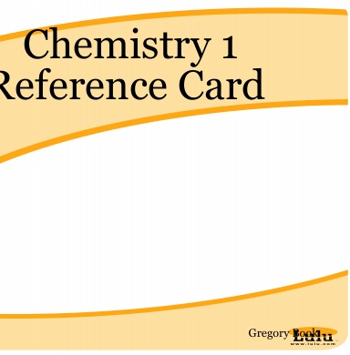 Chemistry 1 Reference Card