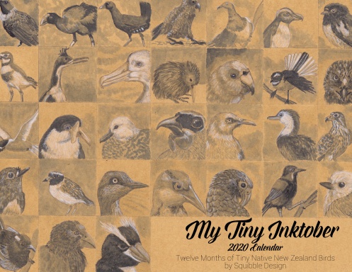 My Tiny Inktober - Twelve Months of Tiny Native New Zealand Birds