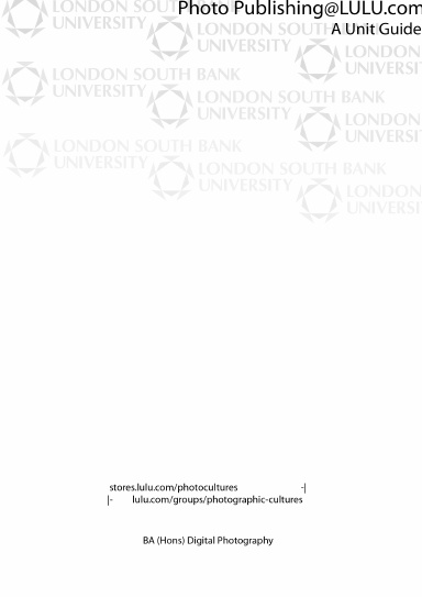 "Photo Publishing At Lulu" - A Unit Guide