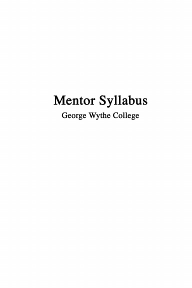George Wythe College Mentor Syllabus 2007
