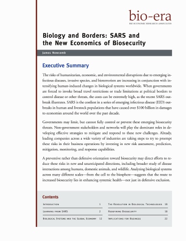 Biology and Borders: SARS and the New Economics of Biosecurity