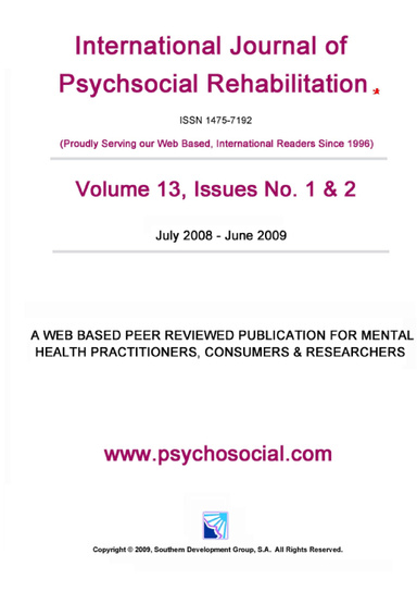 International Journal of Psychosocial Rehabilitation - Volume 13
