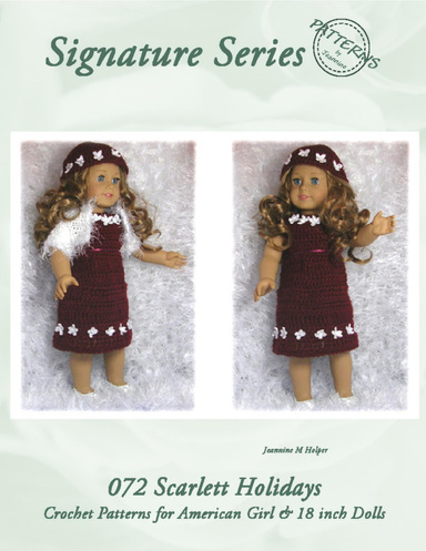 072 Scarlett Holidays crochet pattern for American Girl and other 18 in dolls