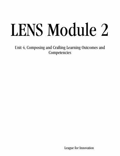 LENS Module 2: Unit 4, Composing and Crafting Learning Outcomes and Competencies