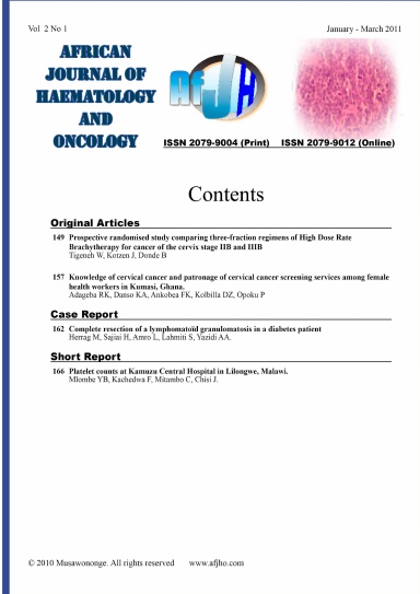 African Journal Of Haematology And Oncology