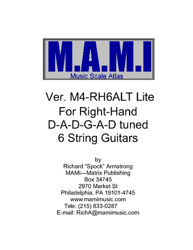 M.A.M.I. Musical Scale Atlas for Right-Hand D-A-D-G-A-D Tuned 6-String Guitars - Lite Version