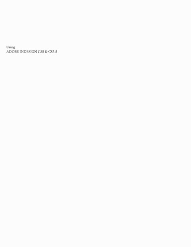 Adobe InDesign CS5/CS5.5 User Manual