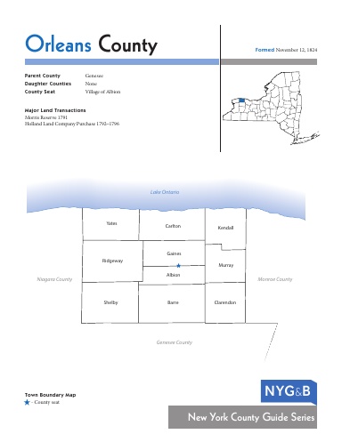 Orleans County, New York Guide for Genealogists and Family Historians
