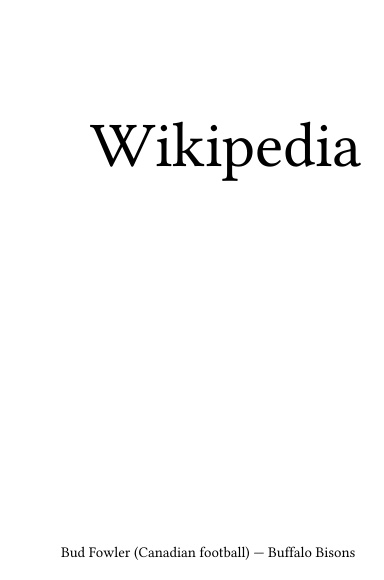 Volume 1311, Bud Fowler (Canadian football) --- Buffalo Bisons