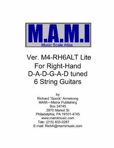 M.A.M.I. Musical Scale Atlas for Right-Hand D-A-D-G-A-D Tuned 6-String Guitars - Lite Version