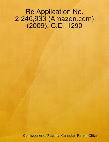 Re Application No. 2,246,933 (Amazon.com) (2009), C.D. 1290