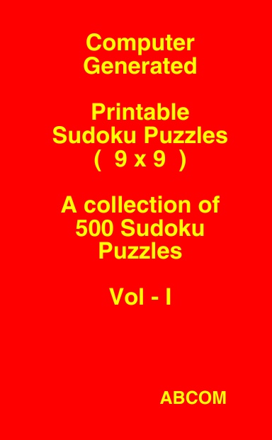 Printable Sudoku Puzzles 9x9  Vol - I