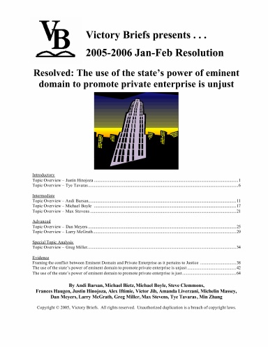 2005-2006 January/February Lincoln-Douglas Topic Handbook - Print Edition