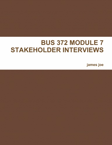 BUS 372 MODULE 7 STAKEHOLDER INTERVIEWS