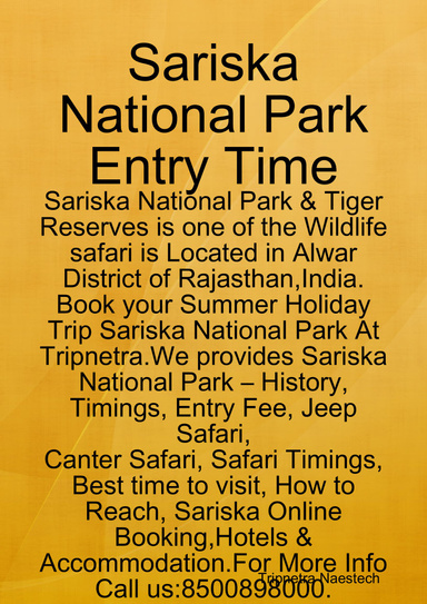 Sariska National Park Entry Time