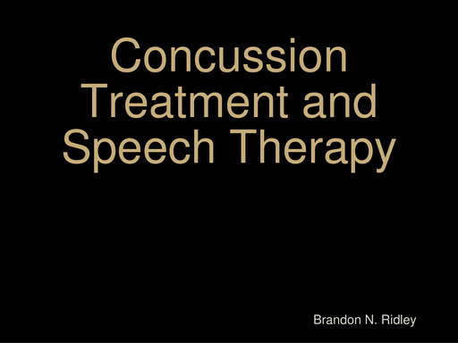 Concussion Treatment and Speech Therapy