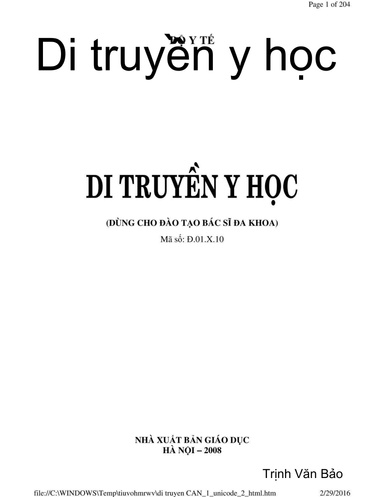 Di Truyen Y Hoc Trinh Van Bao