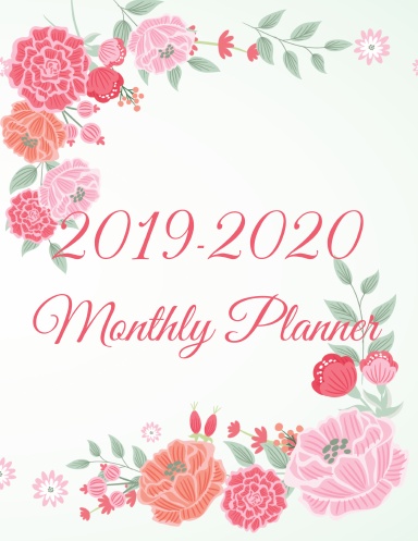 2019-2020 Monthly Planner:2019-2020 Yearly Planner and 24 months calendar planner with journal page | Floral Frame Design