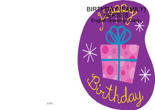 BIRTHDAY (FAMILY) VERSES - English Greetings Cards