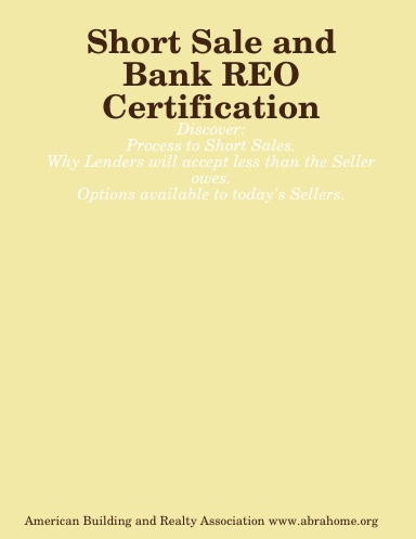 Short Sale and Bank REO Certification