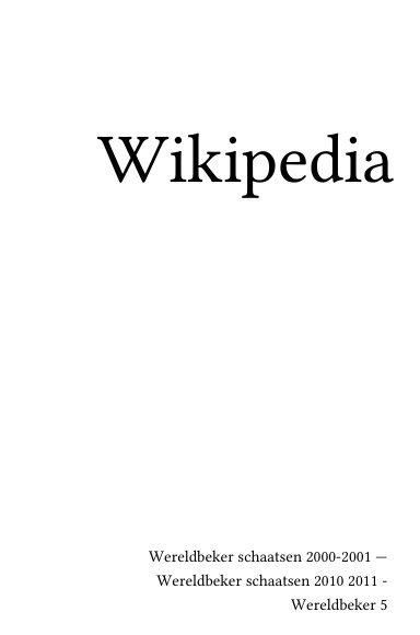 Volume 1110, Wereldbeker schaatsen 2000-2001 --- Wereldbeker schaatsen 2010 2011 - Wereldbeker 5