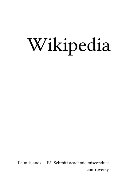 Volume 5348, Palm islands --- Pál Schmitt academic misconduct controversy