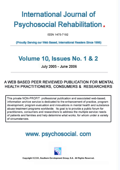 International Journal of Psychosocial Rehabilitation - Volume 10