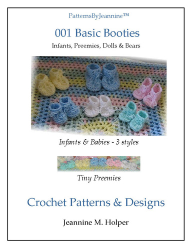 001 Beautiful Boutique Booties - Crochet Patterns for Baby & Dolls