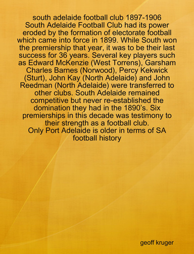 south adelaide football club 1897-1907
