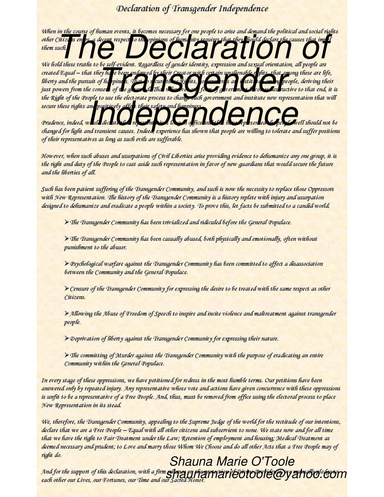 The Declaration of Transgender Independence