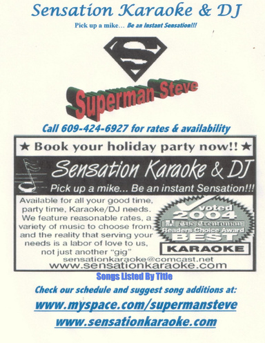 Sensation Karaoke & DJ - Song List By Title