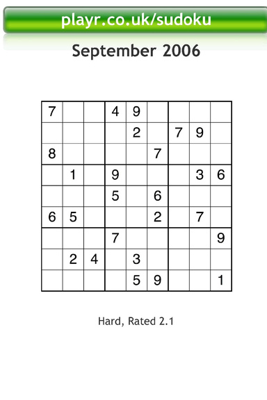 playr.co.uk/sudoku - September 2006