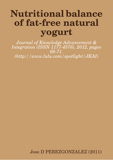 Nutritional balance of fat-free natural yogurt