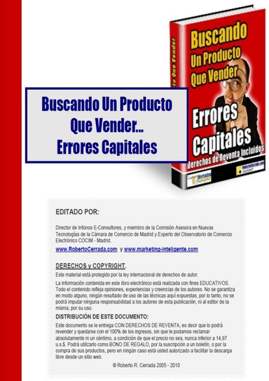 Buscando un producto que vender. Errores capitales
