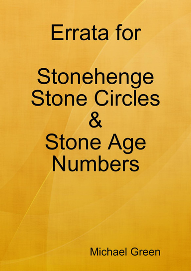Errata for Stonehenge, Stone Circles & Stone Age Numbers