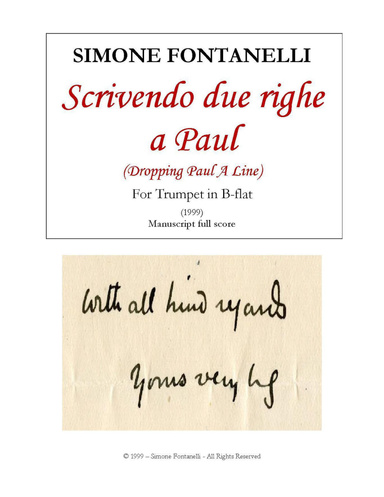 Scrivendo due righe a Paul (Dropping Paul A line) - for solo trumpet (music score)