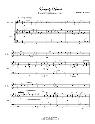 "Tenderly Sweet For Alto Saxophone and Piano"