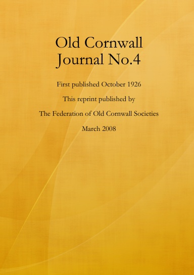 Old Cornwall Journal No.4