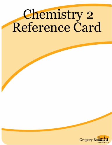 Chemistry 2 Reference Card