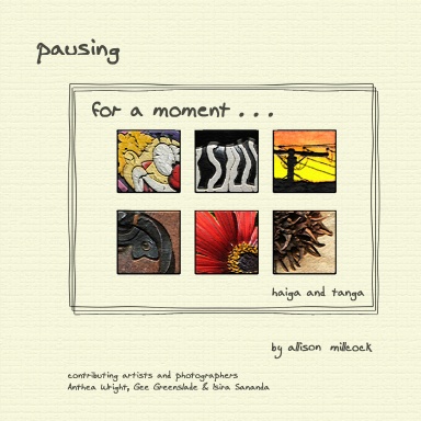 pausing for a moment ... haiga and tanga
