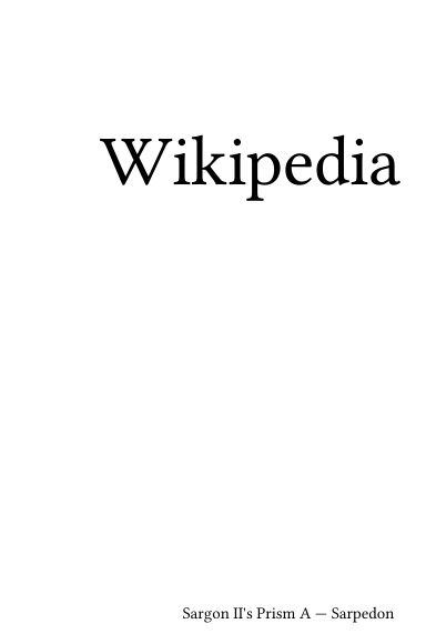 Volume 6039, Sargon II's Prism A --- Sarpedon