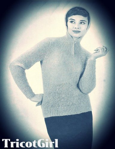 Vintage 50s Ladies Hooded Sweater