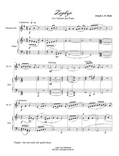 "Zephyr For Clarinet and Piano"