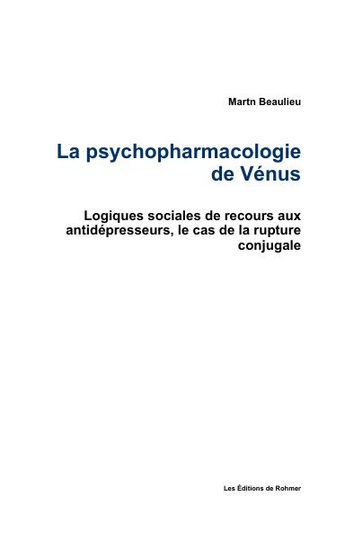 La psychopharmacologie de Vénus