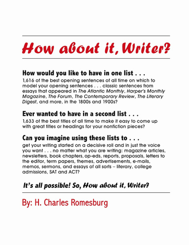 How about it, Writer?