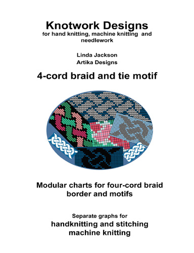 Knotwork charts for four-cord braid and tie motif (US letter-size paper)